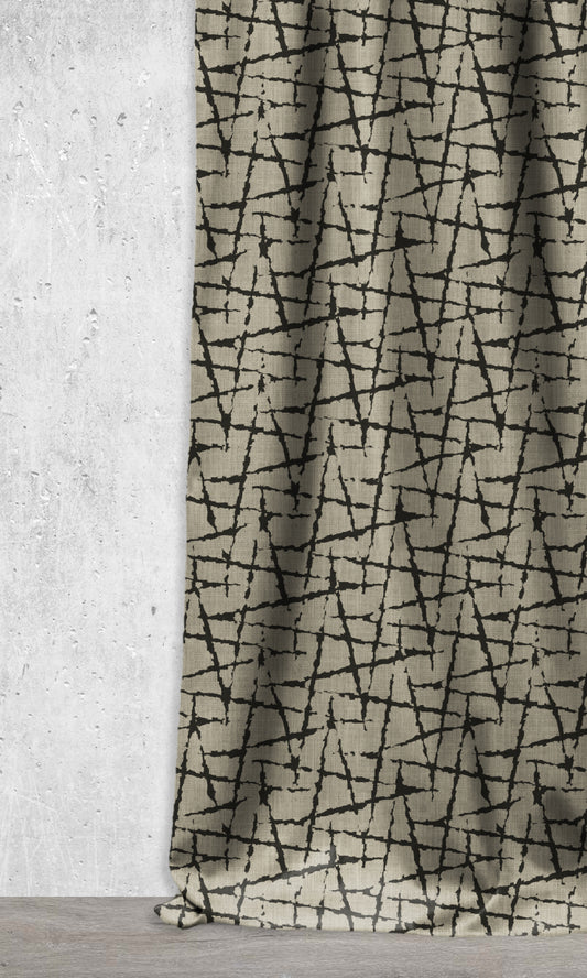 Modern Print Home Décor Fabric By the Metre (Black/ Stone Grey)