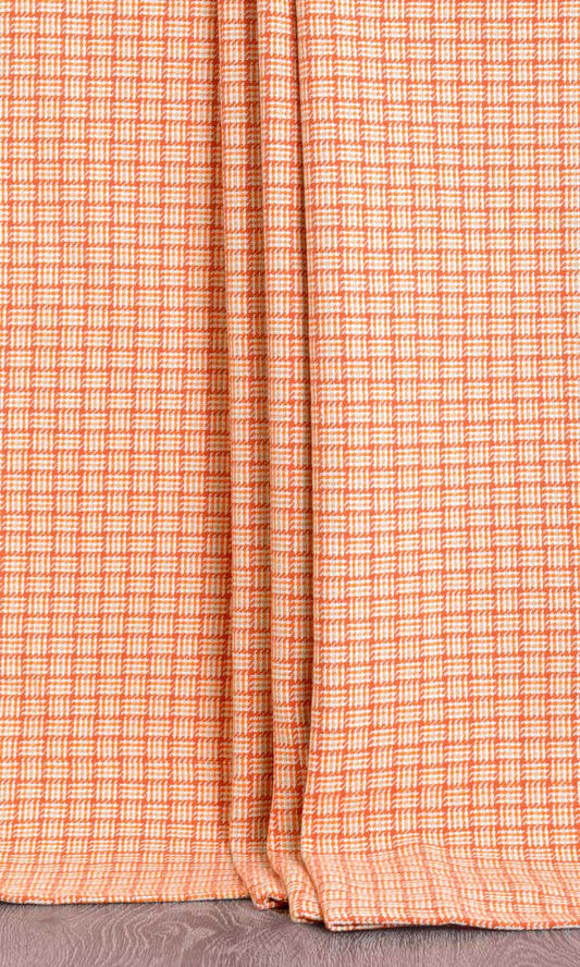 Basketweave Printed Home Décor Fabric By the Metre (Orange/ Candy Red)