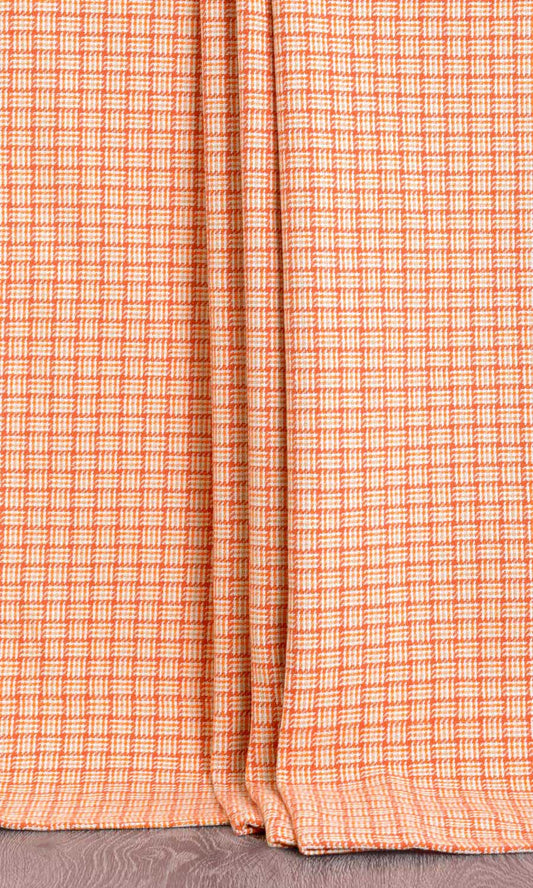 Basketweave Printed Roman Shades (Orange/ Candy Red)