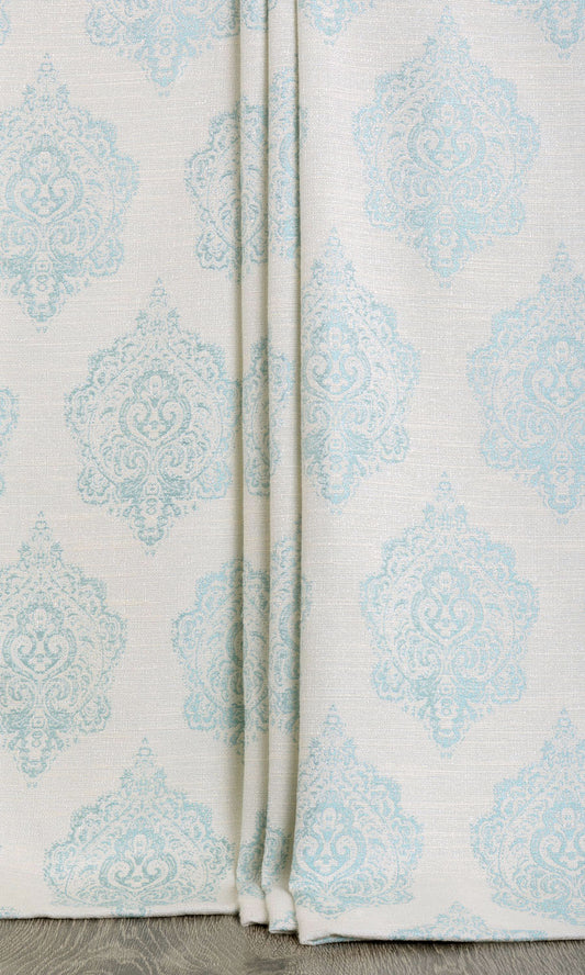 Custom Size Home Décor Fabric By the Metre (White/ Blue)