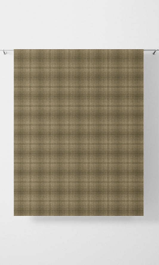 Plaid Print Window Blinds (Olive Green & Beige)