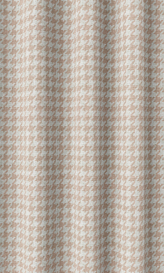 Houndstooth Print Custom Home Décor Fabric By the Metre (Blush Pink/ White)