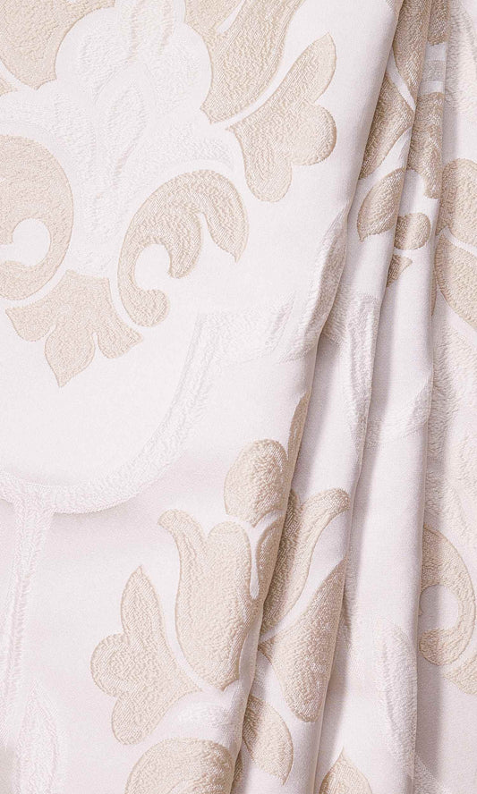 Self-Patterned Damask Home Décor Fabric By the Metre (Beige/ Cream)