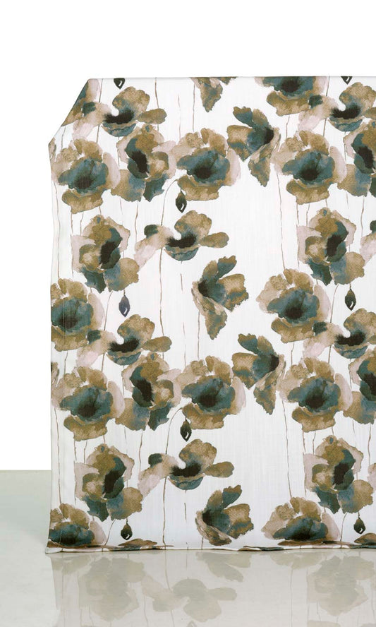 Water Lilies Floral Roman Shades (Brown/ Grey)