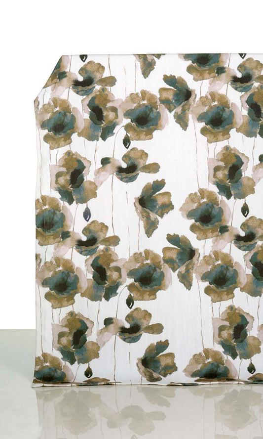 Water Lilies Floral Home Décor Fabric By the Metre (Brown/ Grey)