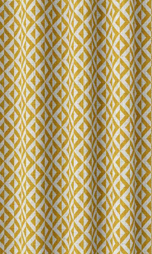 Modern Geometric Print Home Décor Fabric By the Metre (Deep Yellow/ White)
