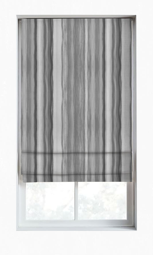 Dimout Striped Window Roman Shades (Grey)