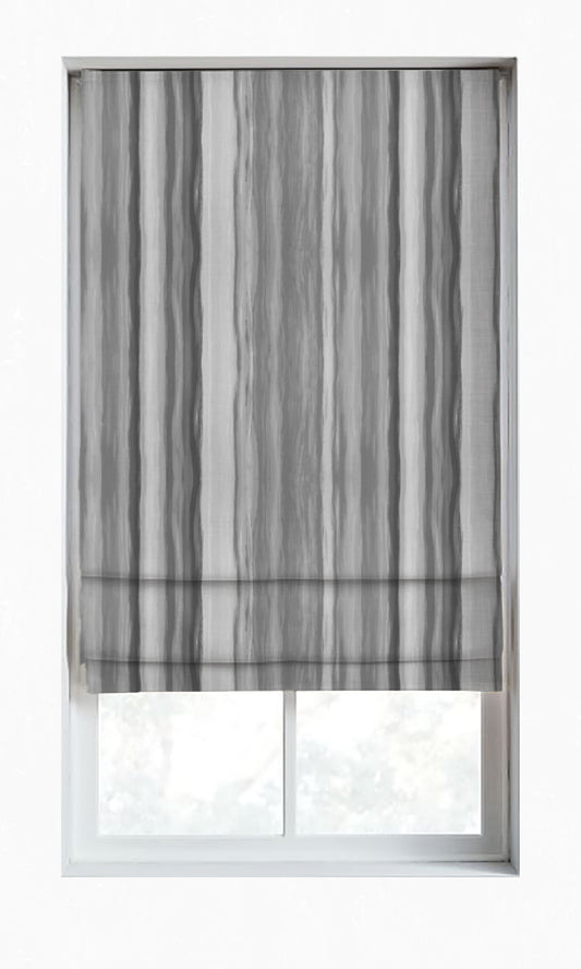 Dimout Striped Roman Shades (Grey)