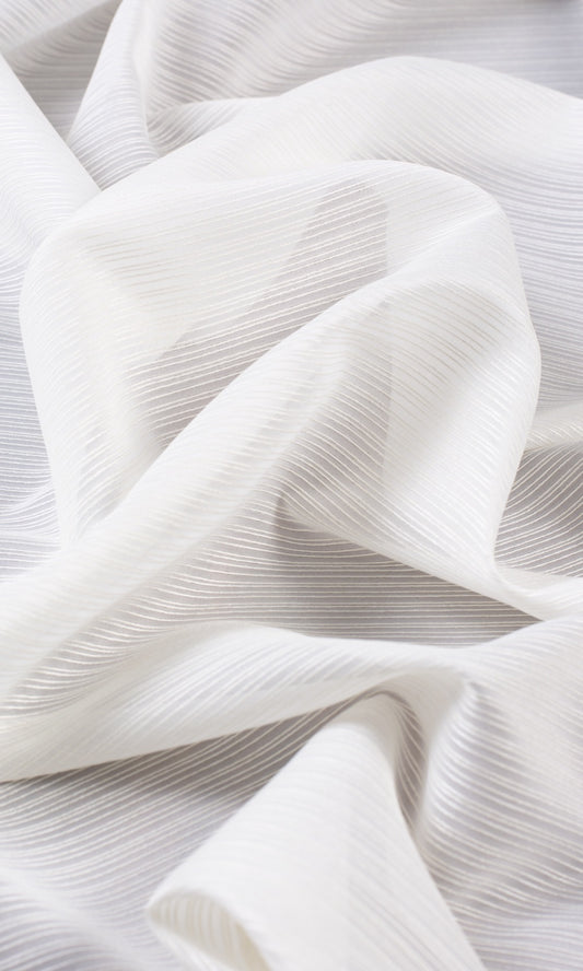 Striped Sheer Home Décor Fabric Sample (Chiffon White)