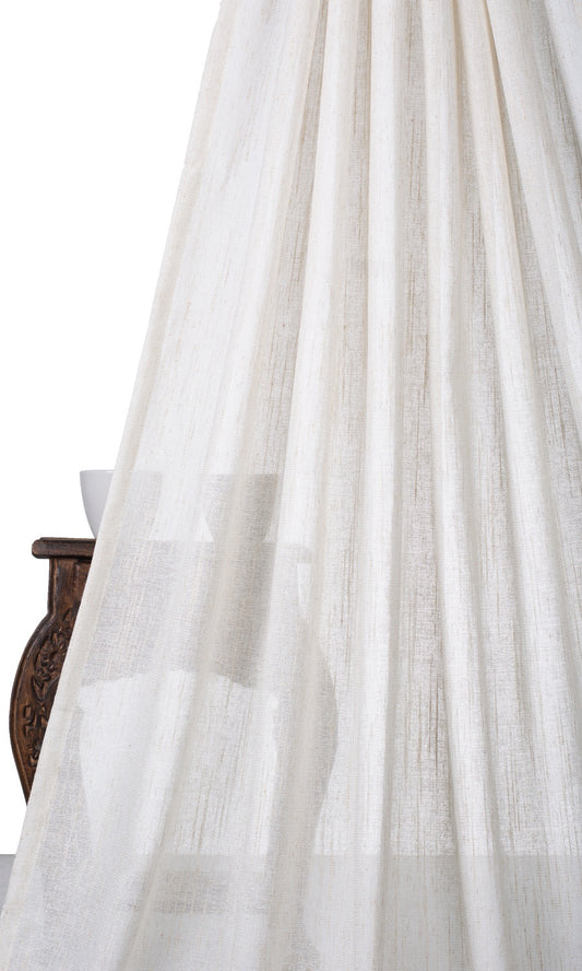 Linen Texture Plain Sheer Window Blinds (Ivory/ Off White)