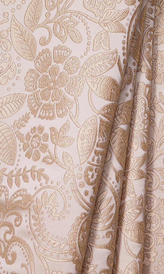 Floral Self-Patterned Home Décor Fabric By the Metre (Two Tone Cream)