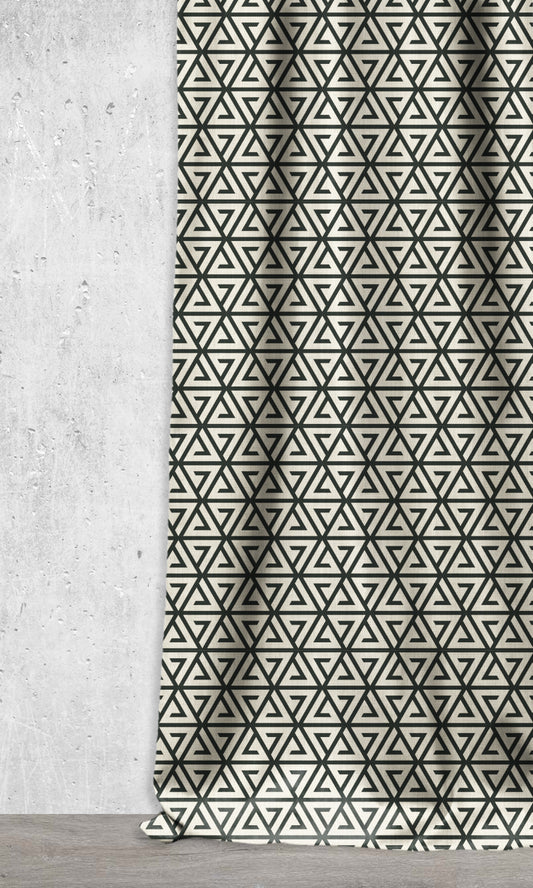 Geometrical Patterned Home Décor Fabric By the Metre (Black/ Ivory)