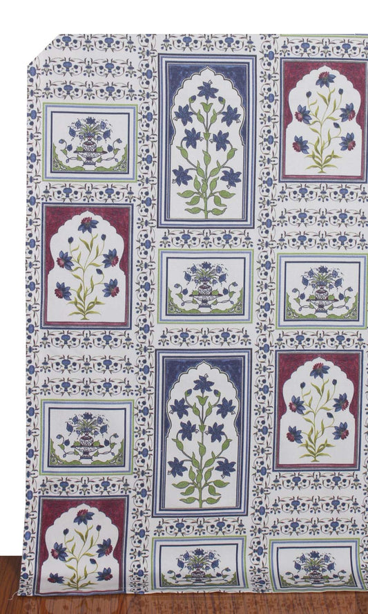 Floral Cotton Home Décor Fabric By the Metre (White/ Blue/ Pink)