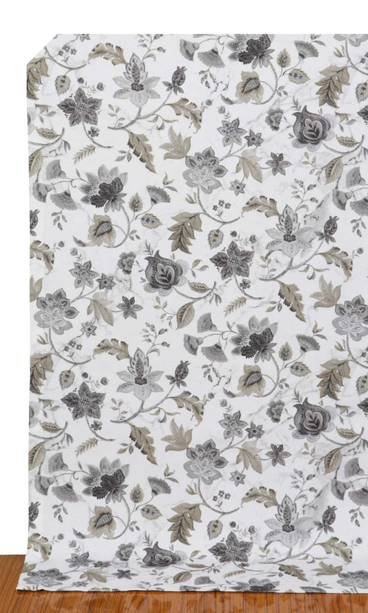 Floral Cotton Window Shades (White/ Grey/ Beige)