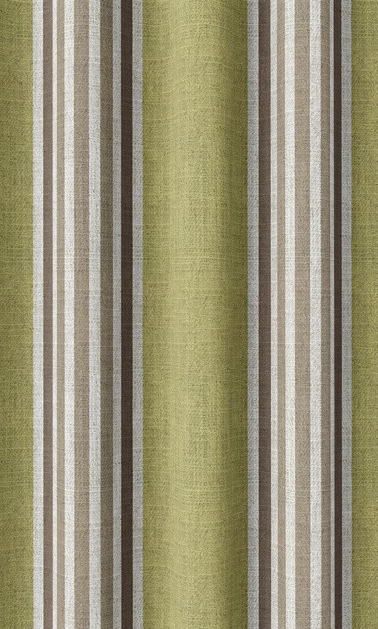 Custom Striped Home Décor Fabric Sample (Chartreuse Green/ Brown)