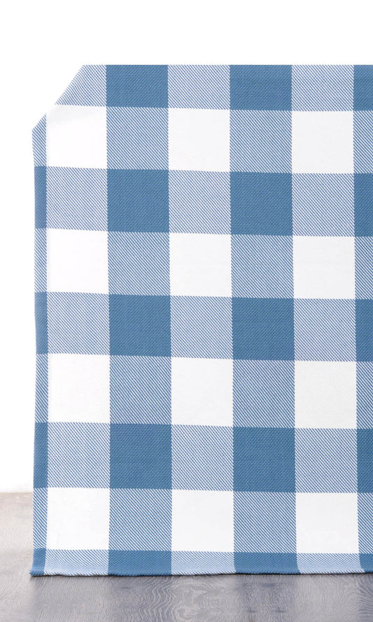 Buffalo Check Roman Shades (Indigo Blue/ White)