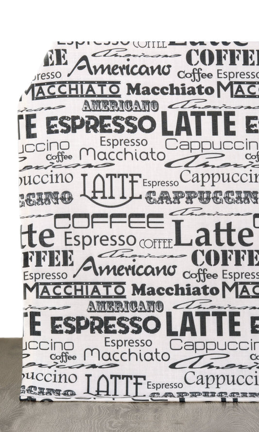 Coffee Theme Printed Home Décor Fabric By the Metre (White/ Black)