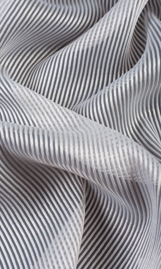 Striped Sheer Home Décor Fabric By the Metre (Grey)