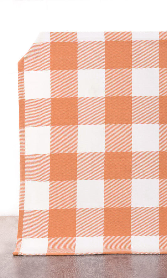 Buffalo Check Home Décor Fabric By the Metre (Melon Orange/ Milky White)