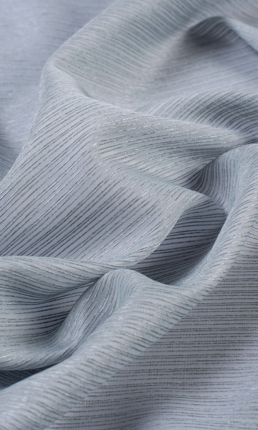 Striped Sheer Home Décor Fabric Sample (Periwinkle Gray)