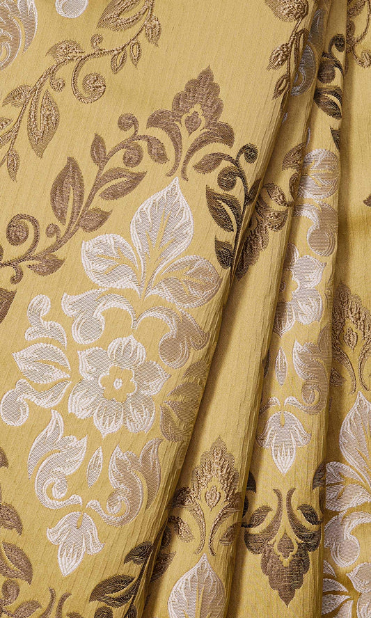 Damask Pattern Home Décor Fabric By the Metre (Mustard Yellow)