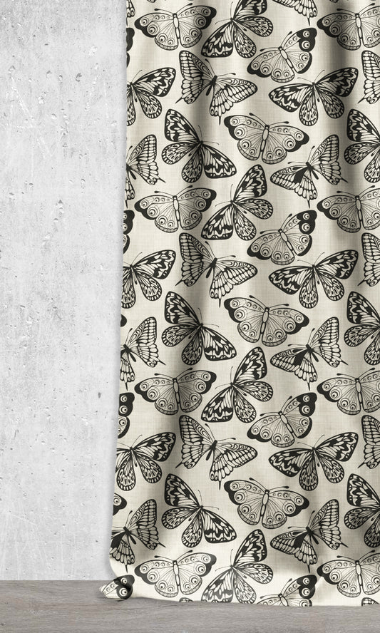 Nature Print Home Décor Fabric Sample (Black/ Milky White)