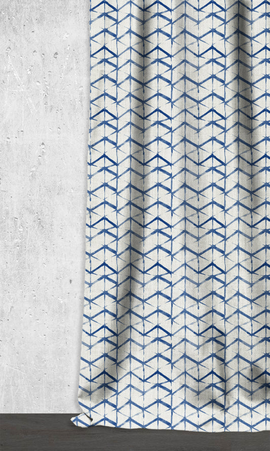 Made-to-Order Geo Home Décor Fabric Sample (Eggshell White/ Blue)