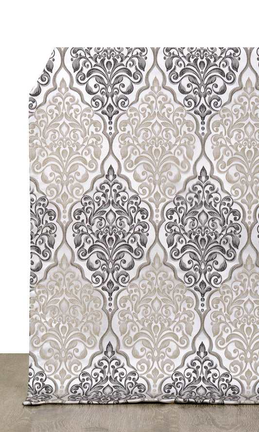 Made-to-Order Patterned Window Home Décor Fabric Sample (Beige/ Black)