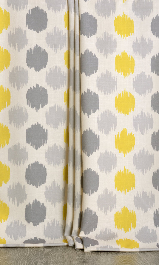 Polka Dot Striped Pattern Home Décor Fabric By the Metre (Gray/ Yellow/ White)