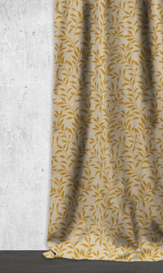 Dimout Floral Window Blinds (Yellow/ Ivory)