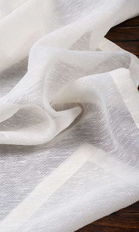 Textured Sheer Home Décor Fabric Sample (Cotton White)