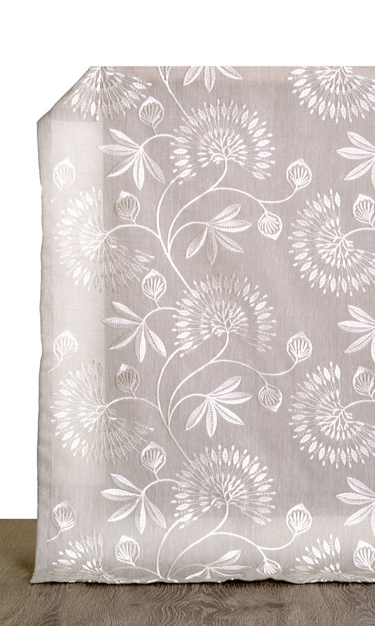 Semi Sheer Home Décor Fabric By the Metre (Warm Gray/ White)