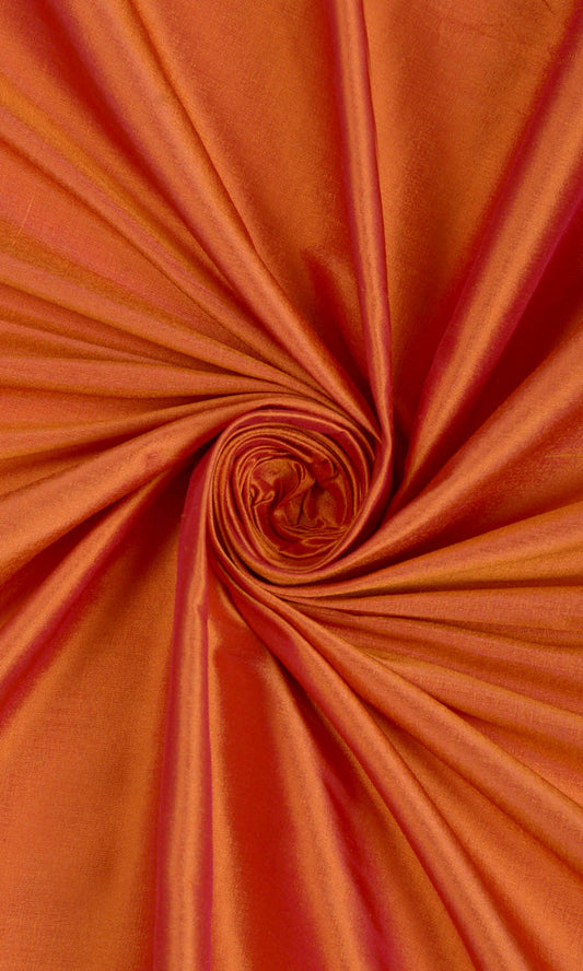 Shantung Silk Custom Home Décor Fabric Sample (Saffron Orange)