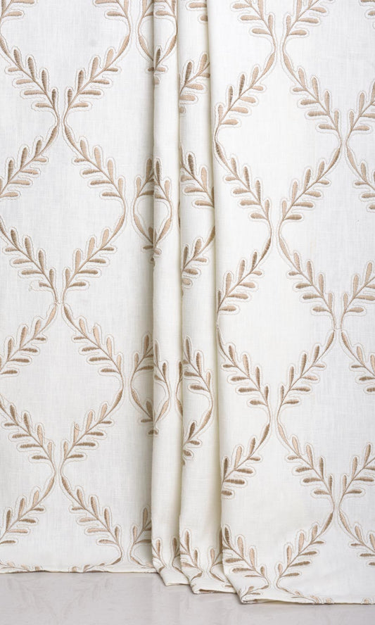 Poly-Linen Embroidered Blinds (White/ Cream)