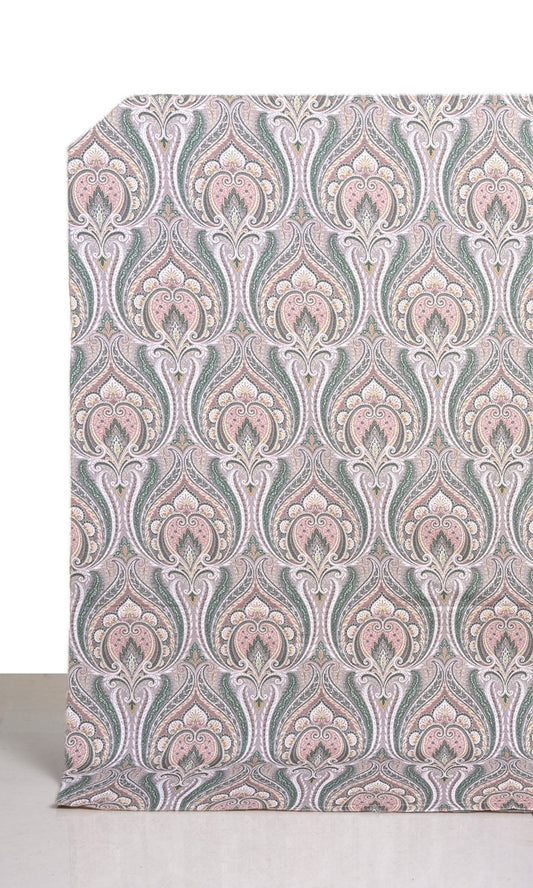 Floral Damask Home Décor Fabric By the Metre (Pink/ Green/ Grey)
