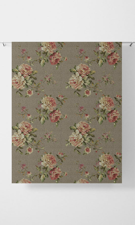 Floral Country Roman Shades (Grey/ Green/ Pink)
