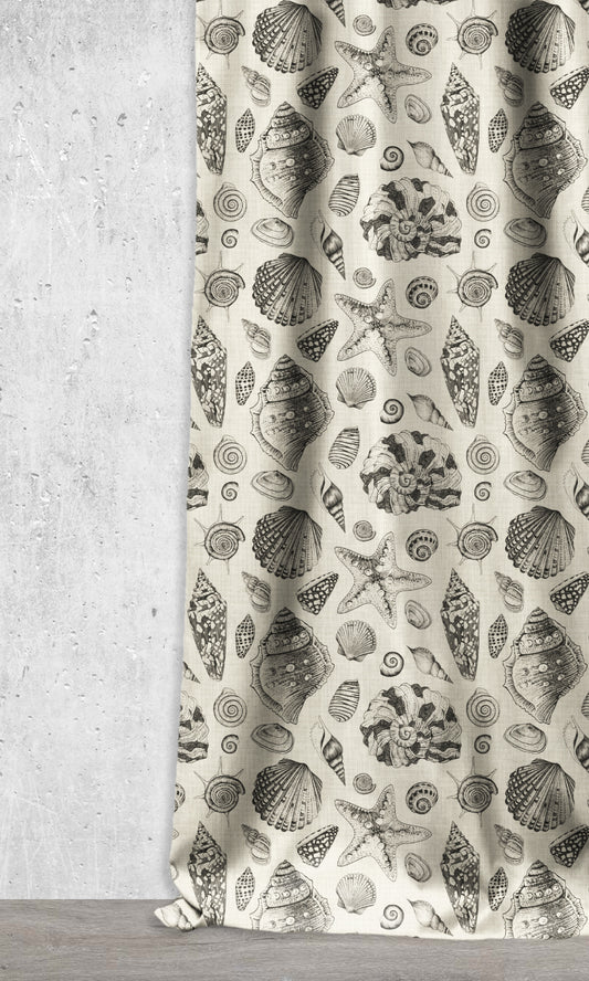 Coastal Theme Home Décor Fabric By the Metre (Black/ Milky White)