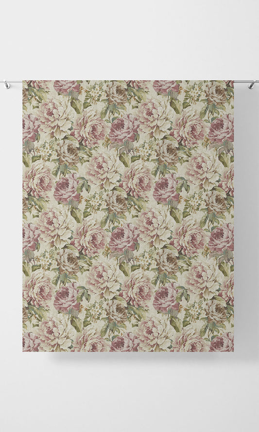 Classic Floral Print Home Décor Fabric Sample (Ivory/ Green/ Pink)