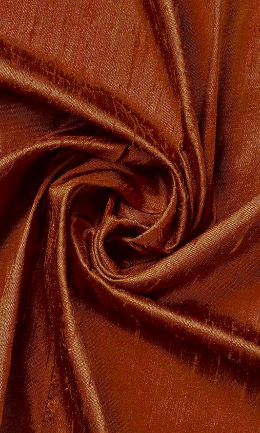 Dupioni Silk Home Décor Fabric By the Metre (Copper Orange)