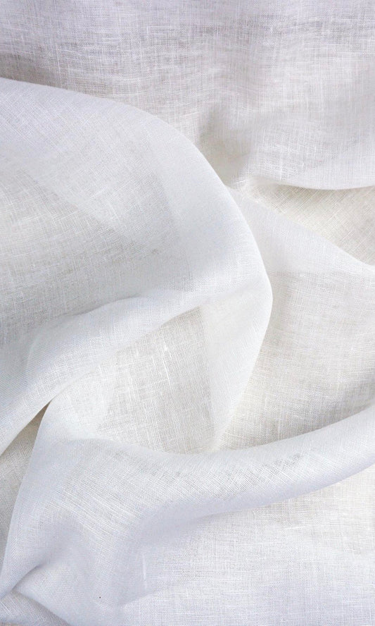White Semi Sheer Home Décor Fabric By the Metre (White/ Ivory)