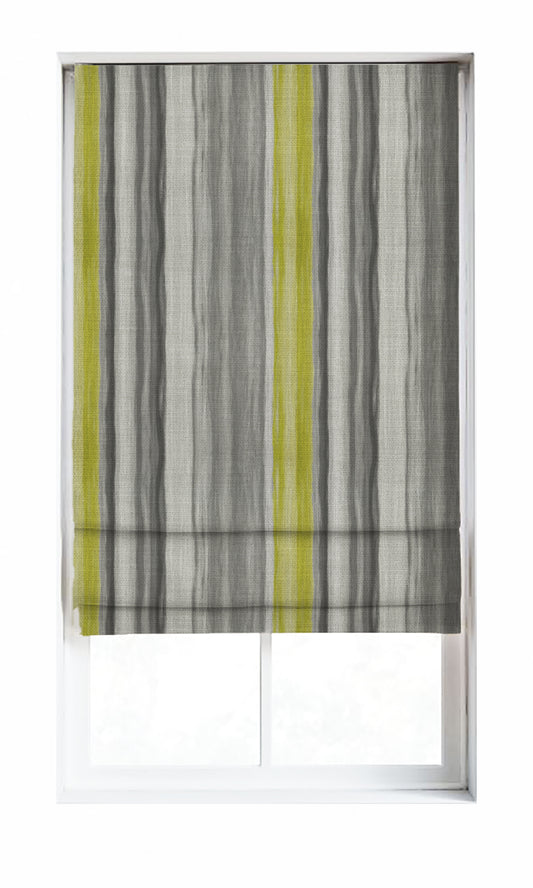 Modern Striped Home Décor Fabric By the Metre (Pear Green/ Grey)