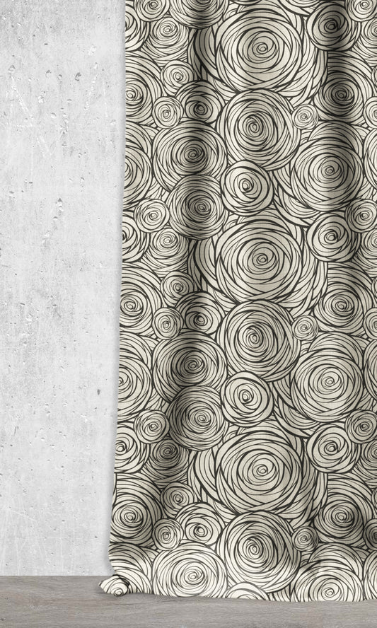 Printed Home Décor Fabric By the Metre (Black/ Milky White)