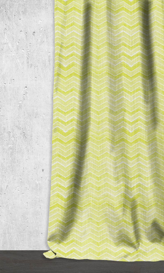 Chevron Print Home Décor Fabric By the Metre (Eggshell White/ Pear Green)