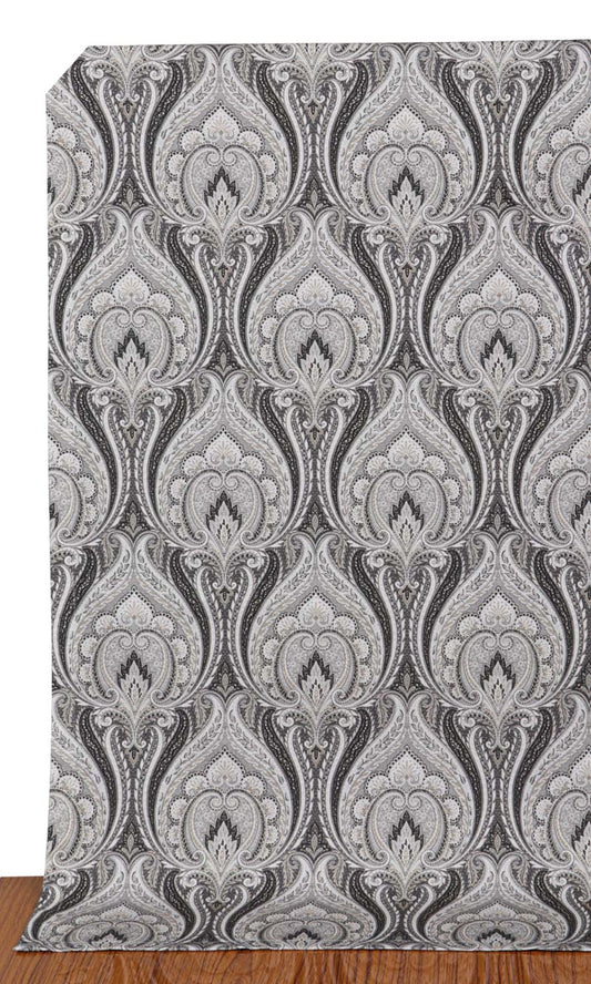 Floral Damask Home Décor Fabric By the Metre (Grey/ Charcoal)
