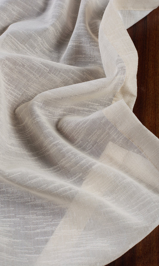 Textured Sheer Home Décor Fabric By the Metre (Pale Beige/ Warm Ivory)