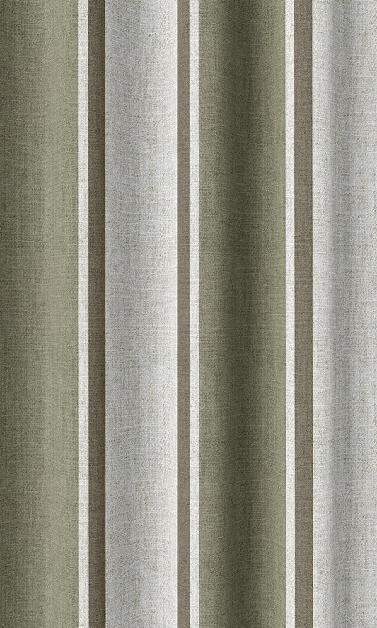 Modern Striped Print Home Décor Fabric By the Metre (Green/ Brown)