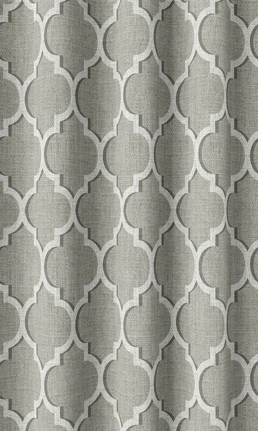 Trellis Tile Print Home Décor Fabric By the Metre (Grey/ White)