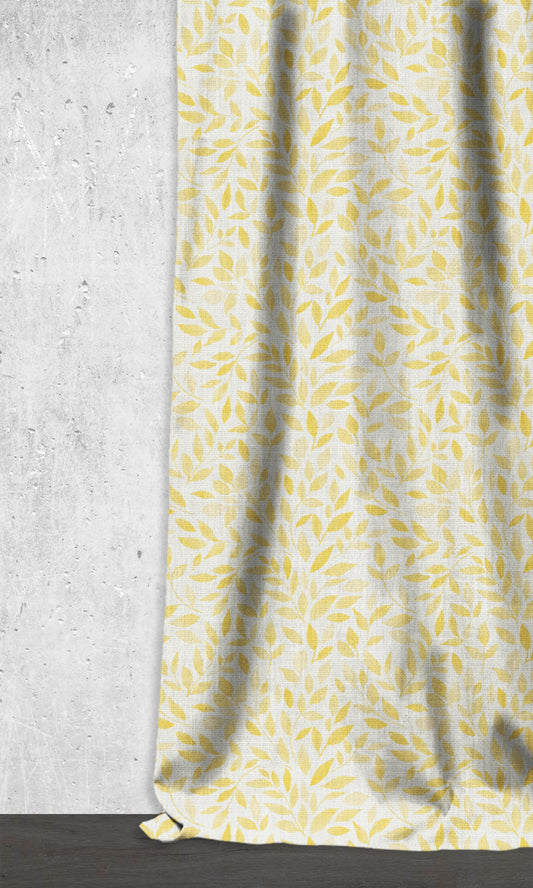 Botanical Print Home Décor Fabric By the Metre (White/ Yellow)