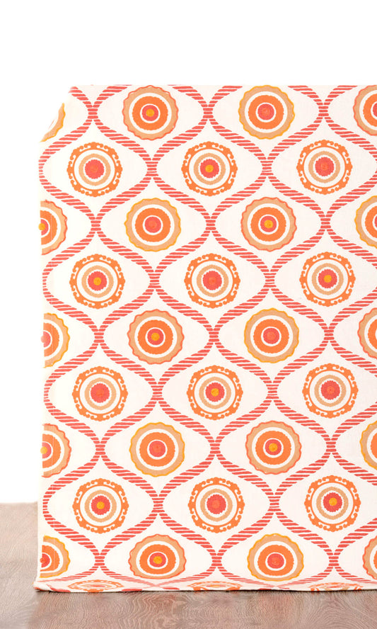 Printed Cotton Home Décor Fabric By the Metre (Red/ Orange/ White)