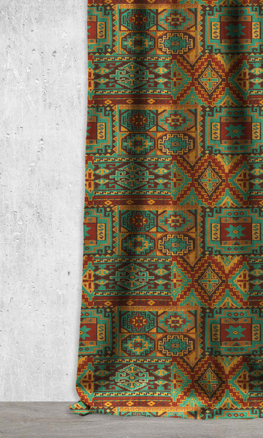 Custom Kilim Roman Shades (Blue/ Red/ Yellow)